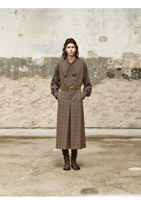 MARCELLE plaid Zip Culotte Brown