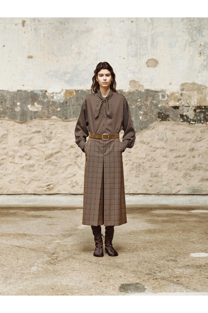 MARCELLE plaid Zip Culotte Brown