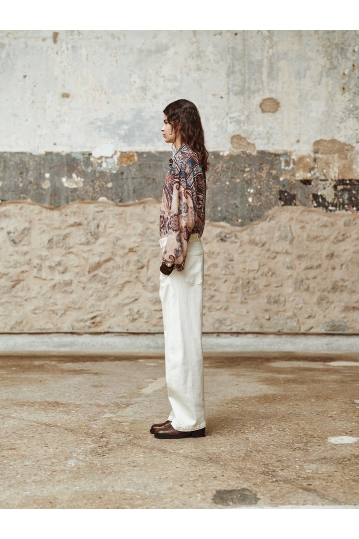 SOIREE pants with belt Ecru
