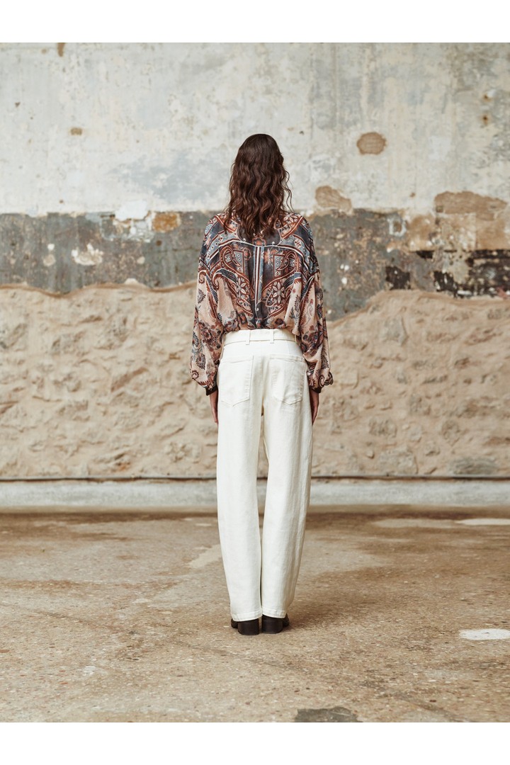 SOIREE pants with belt Ecru