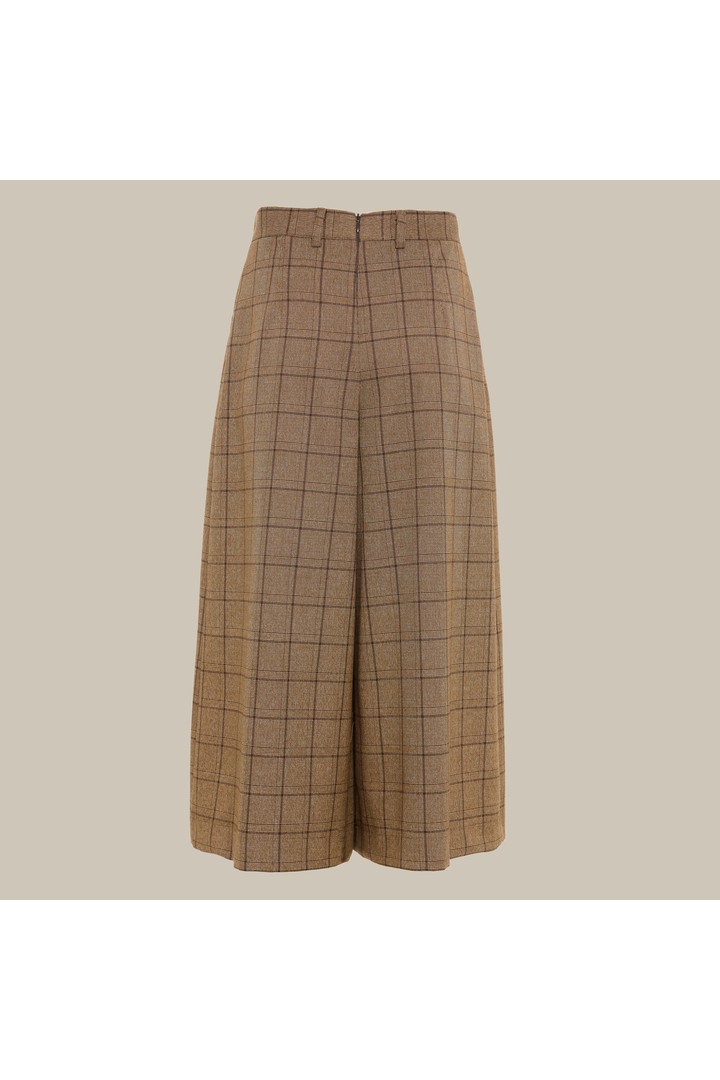 MARCELLE plaid Zip Culotte Brown