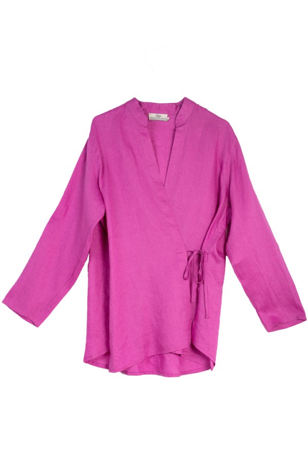 BRIGITTA LINEN WRAP BLOUSE