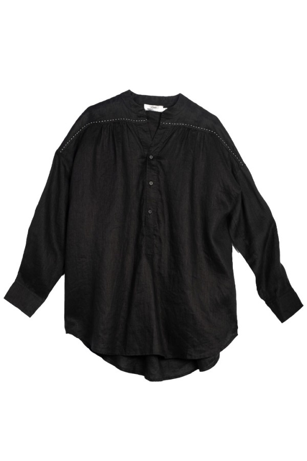 KALAFATIS LINEN LONG SHIRT BLACK