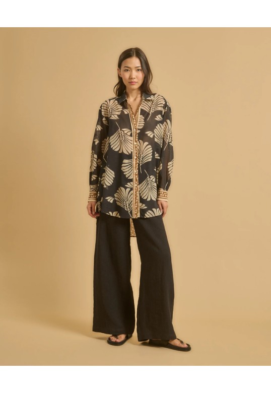 CENTIA SHIRT BLACK CAMEL ECRU