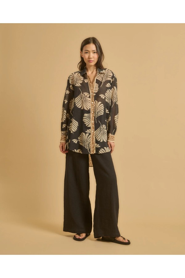 CENTIA SHIRT BLACK CAMEL ECRU