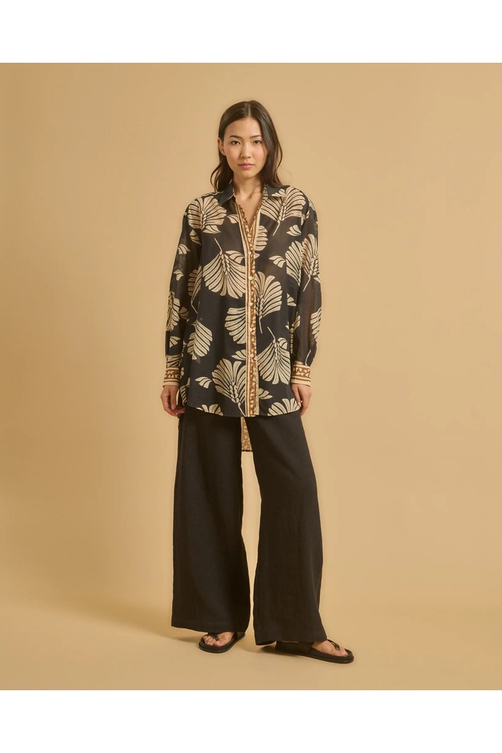 CENTIA SHIRT BLACK CAMEL ECRU