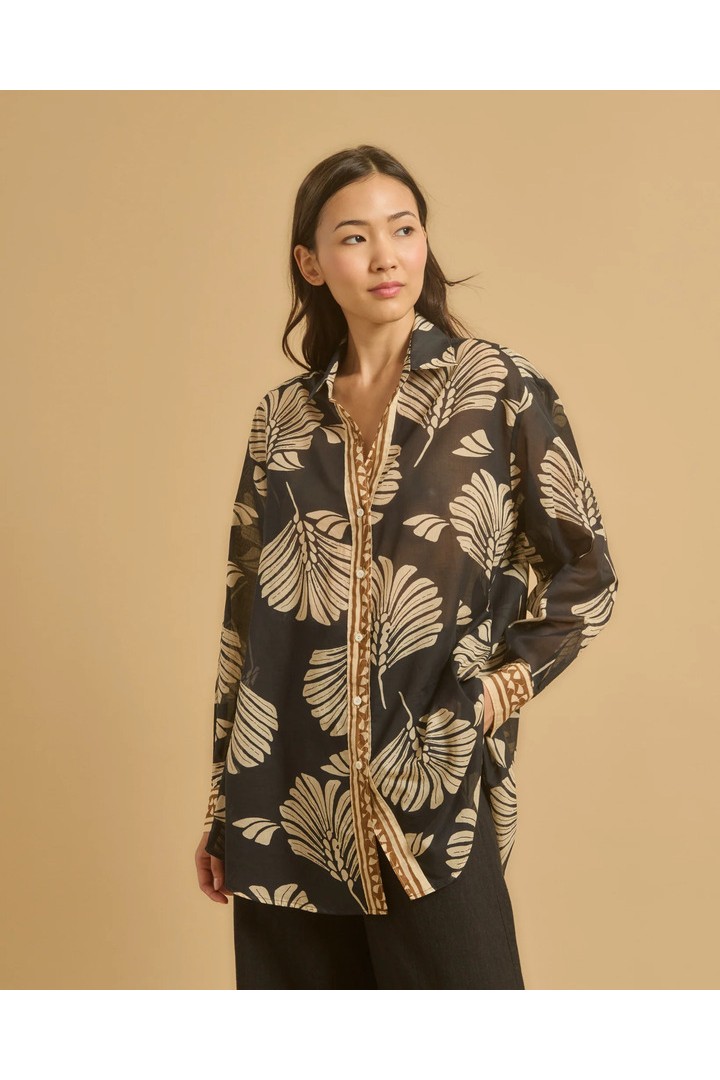CENTIA SHIRT BLACK CAMEL ECRU