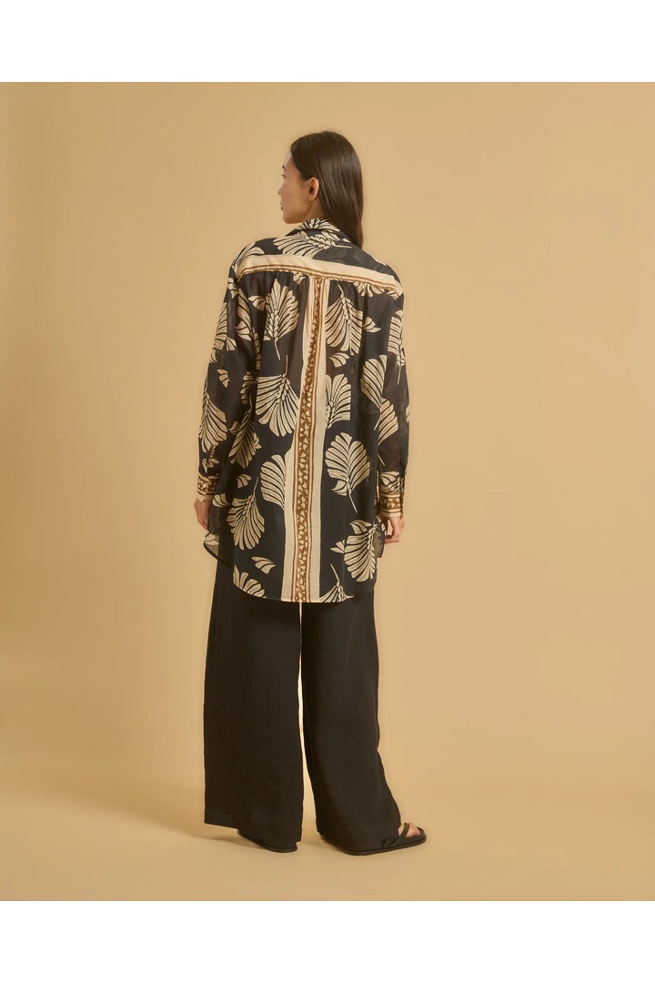 CENTIA SHIRT BLACK CAMEL ECRU
