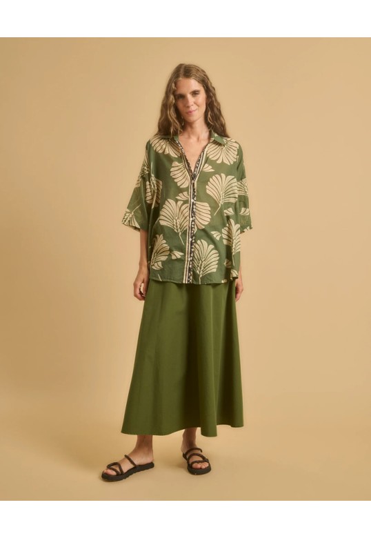 CLARA SHIRT NAVY GREEN ECRU