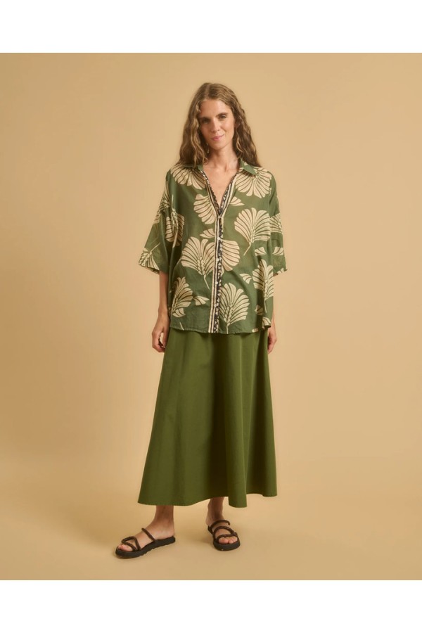 CLARA SHIRT NAVY GREEN ECRU