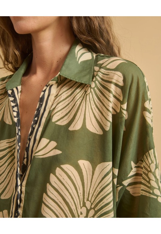 CLARA SHIRT NAVY GREEN ECRU