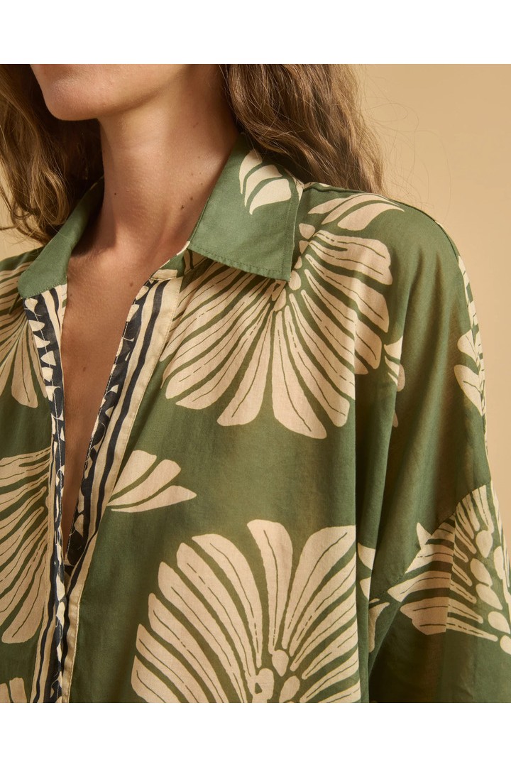 CLARA SHIRT NAVY GREEN ECRU