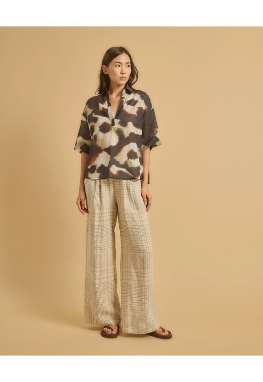 TIFANA TOP BLACK EARTH ECRU