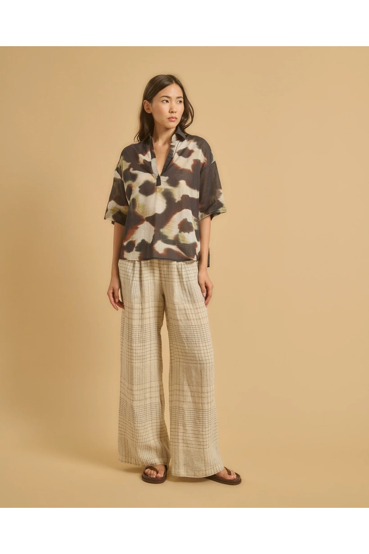 TIFANA TOP BLACK EARTH ECRU