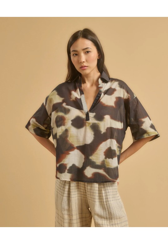 TIFANA TOP BLACK EARTH ECRU