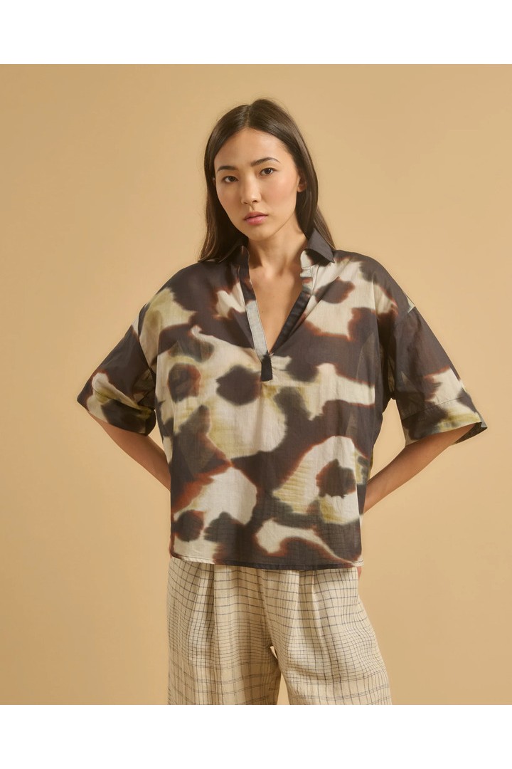 TIFANA TOP BLACK EARTH ECRU