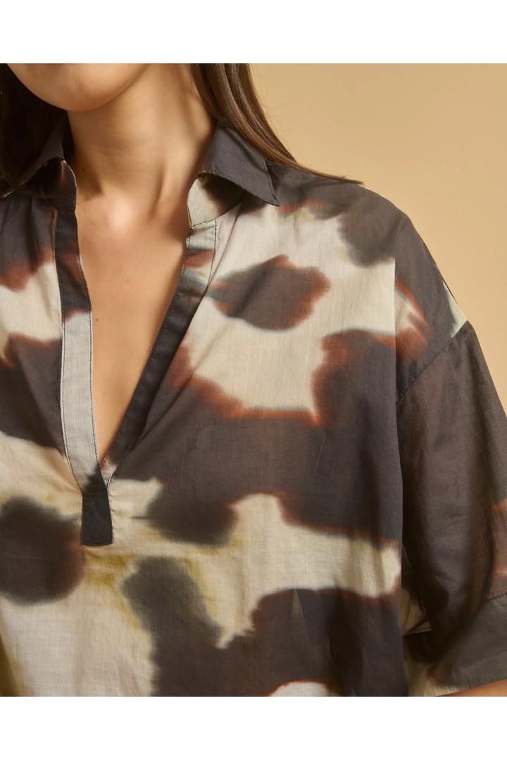 TIFANA TOP BLACK EARTH ECRU