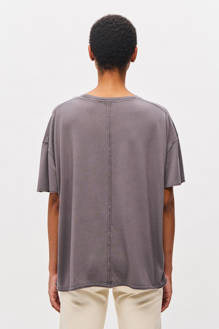 Oversized T-Shirt with Raw Cut Edges graphite