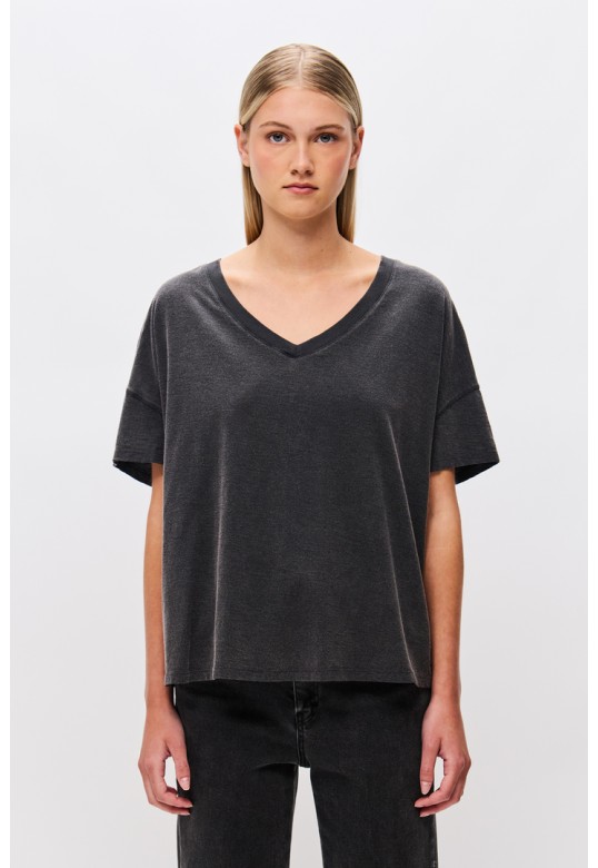 Oversize T-Shirt With V Neckline vintage black