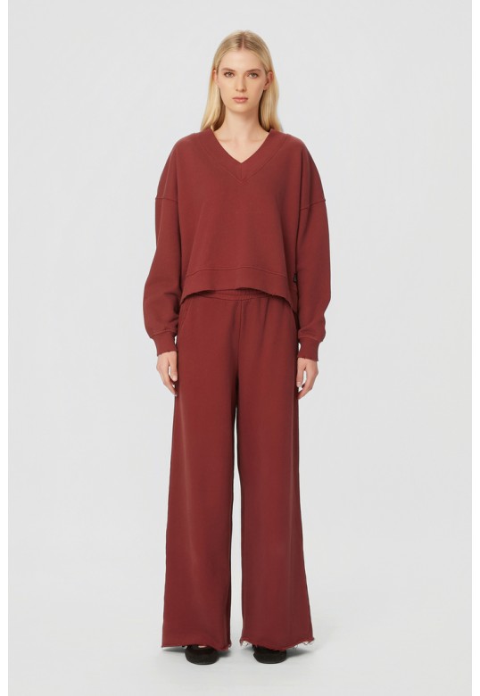 RELAXED V-NECK CREWNECK CHERRY