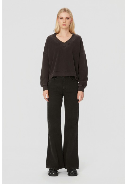 RELAXED V-NECK CREWNECK VINTAGE BLACK