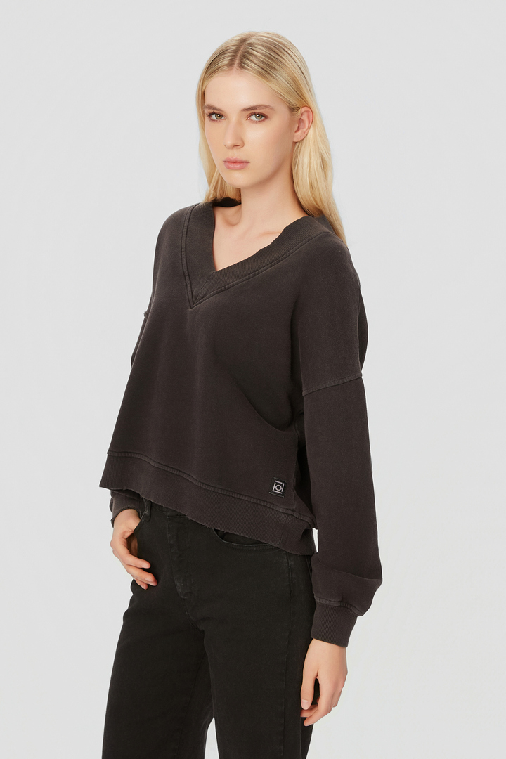 RELAXED V-NECK CREWNECK VINTAGE BLACK