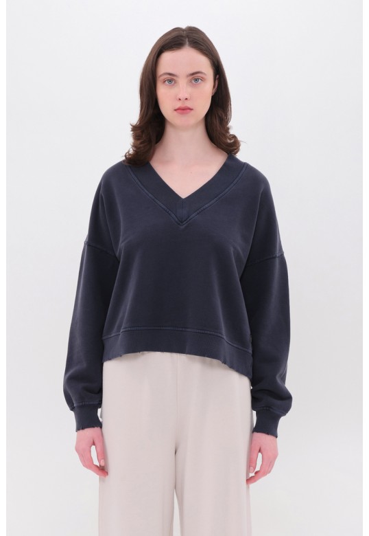 RELAXED V-NECK CREWNECK VINTAGE BLUE