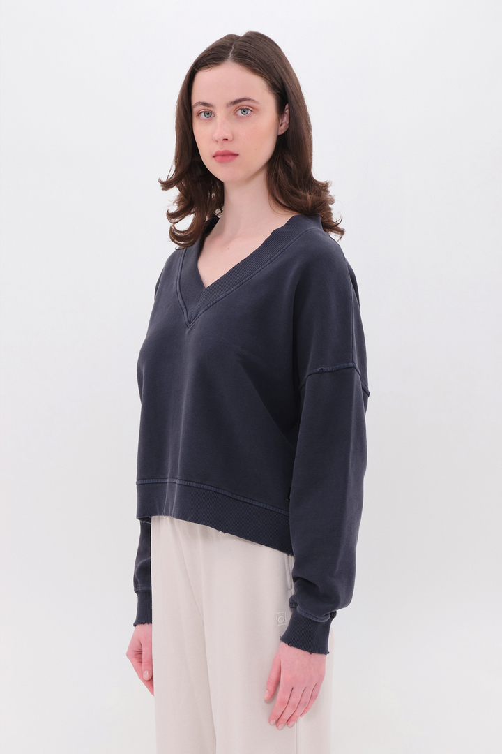 RELAXED V-NECK CREWNECK VINTAGE BLUE