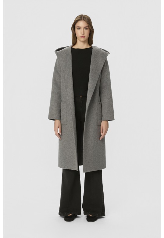 HOODED COAT DARK GREY MELANGE