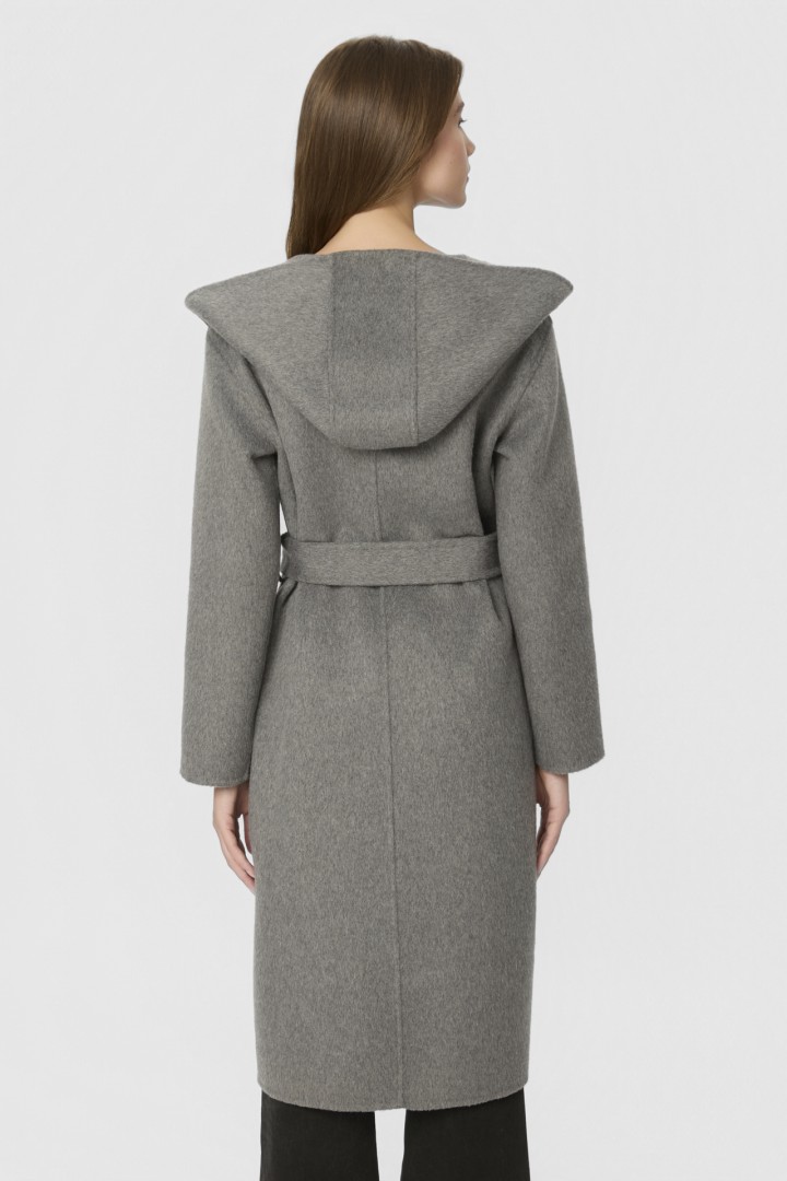 HOODED COAT DARK GREY MELANGE