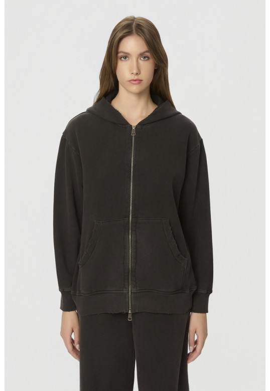 Oversized Full Zip with Damages Vintage Black
