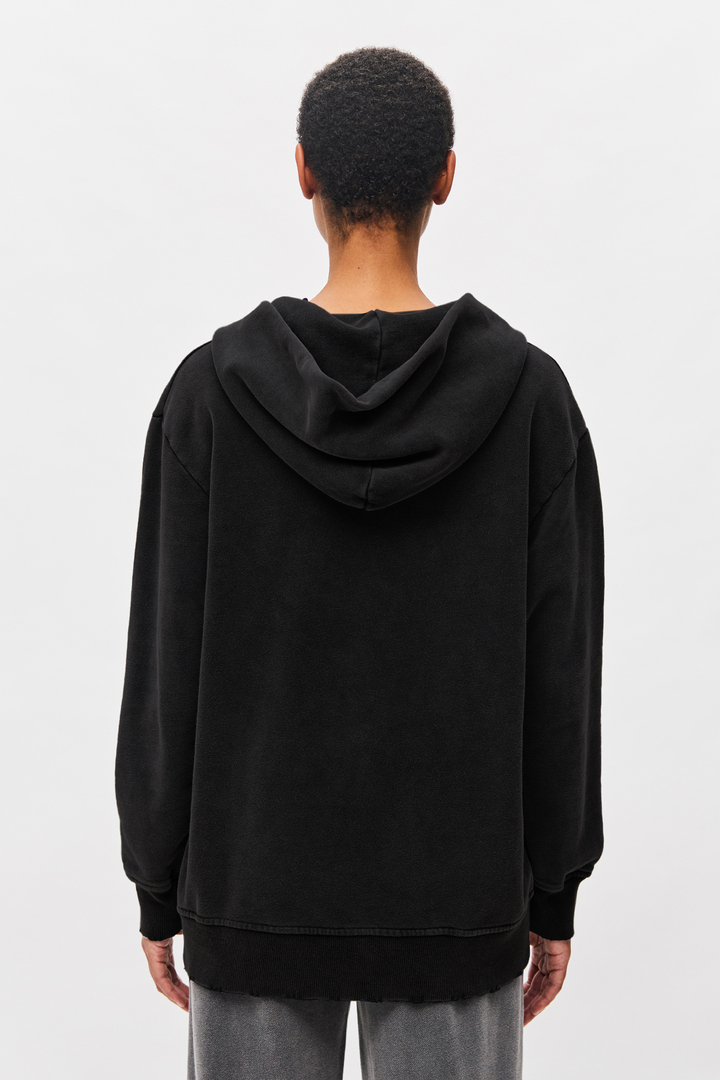 Oversized Full Zip with Damages Vintage Black