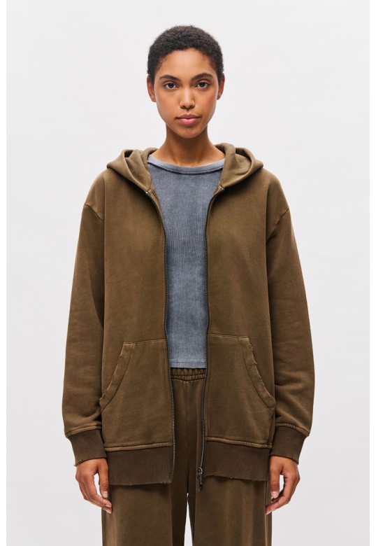 Oversized Full Zip with Damages Vintage Coffee