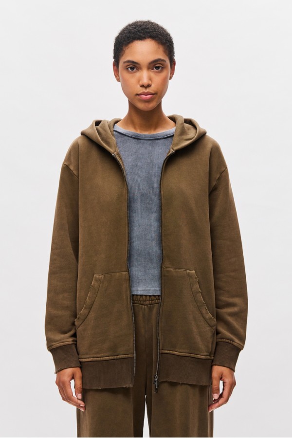 Oversized Full Zip with Damages Vintage Coffee