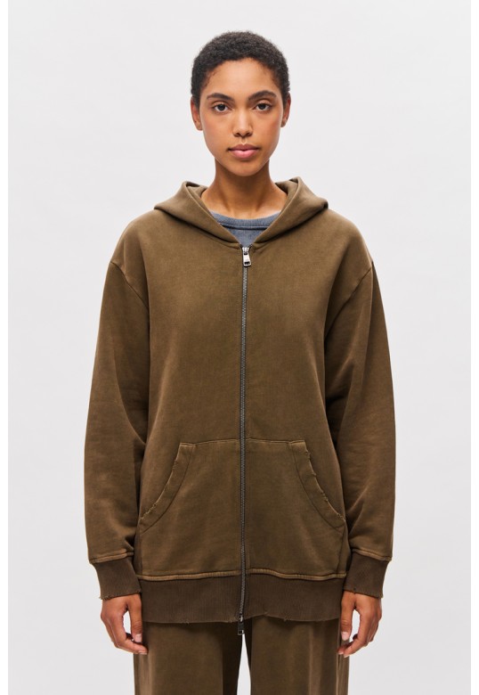 Oversized Full Zip with Damages Vintage Coffee