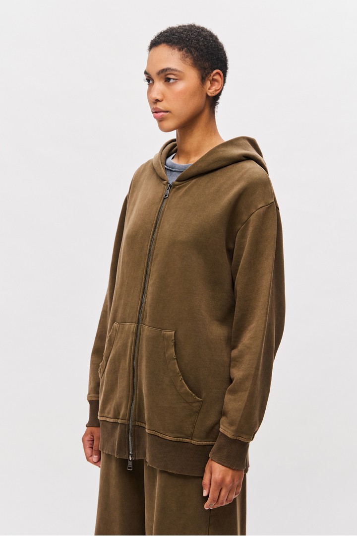 Oversized Full Zip with Damages Vintage Coffee