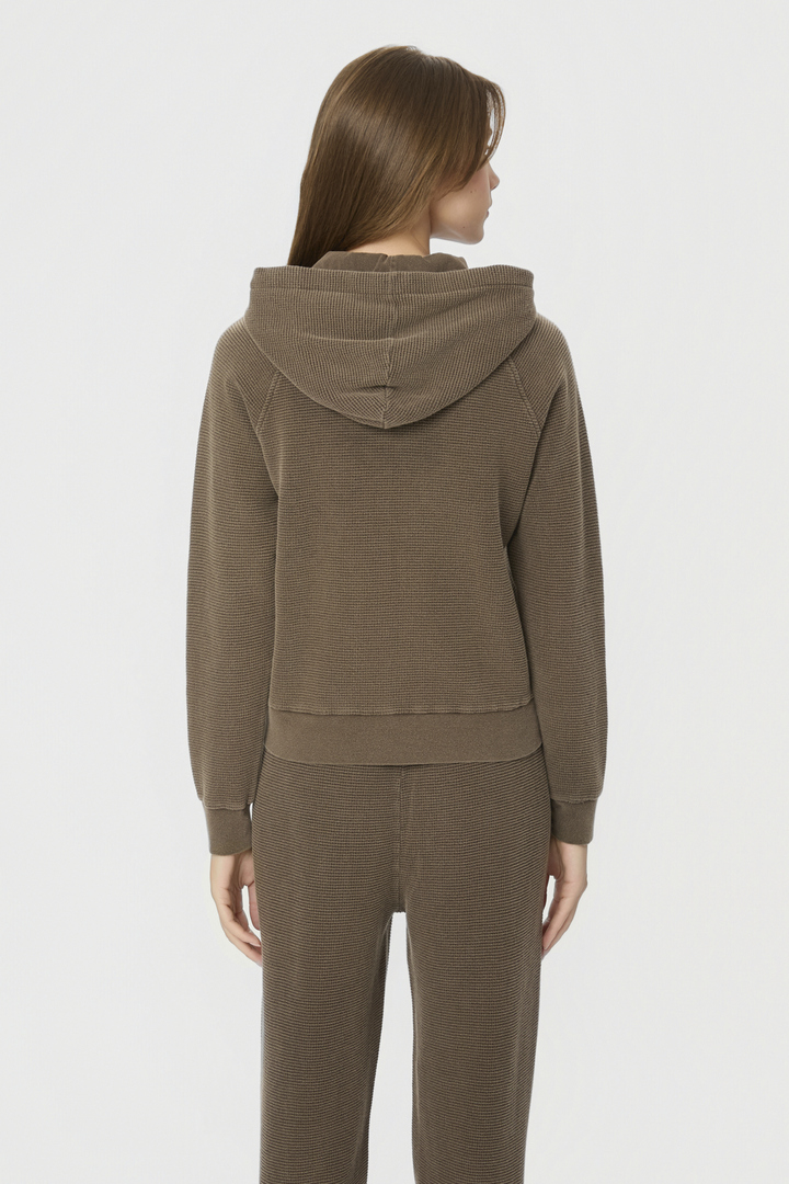WAFFLE RAGLAN FULLZIP VINTAGE MOCHA