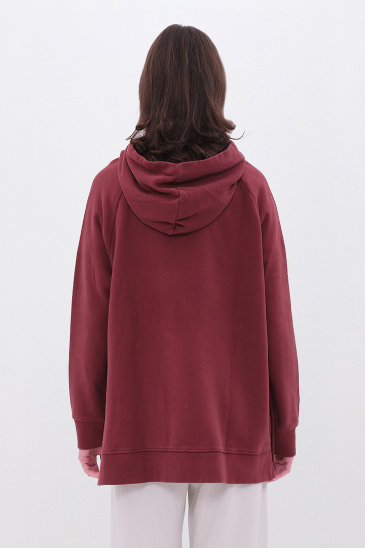 OVERSIZED RAGLAN HOODIE CHERRY