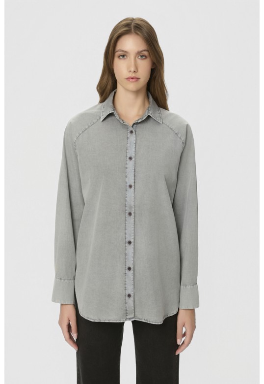 Poplin Raglan Shirt Vintage Grey