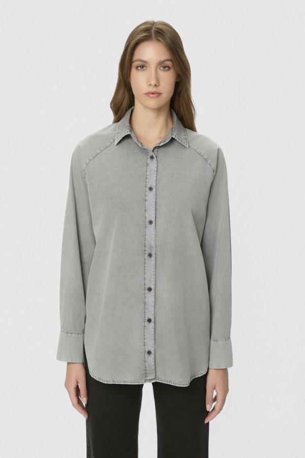 Poplin Raglan Shirt Vintage Grey