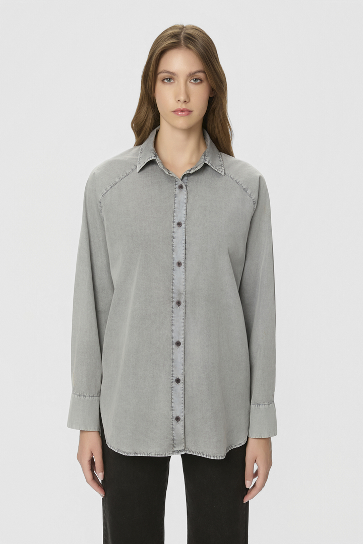 Poplin Raglan Shirt Vintage Grey