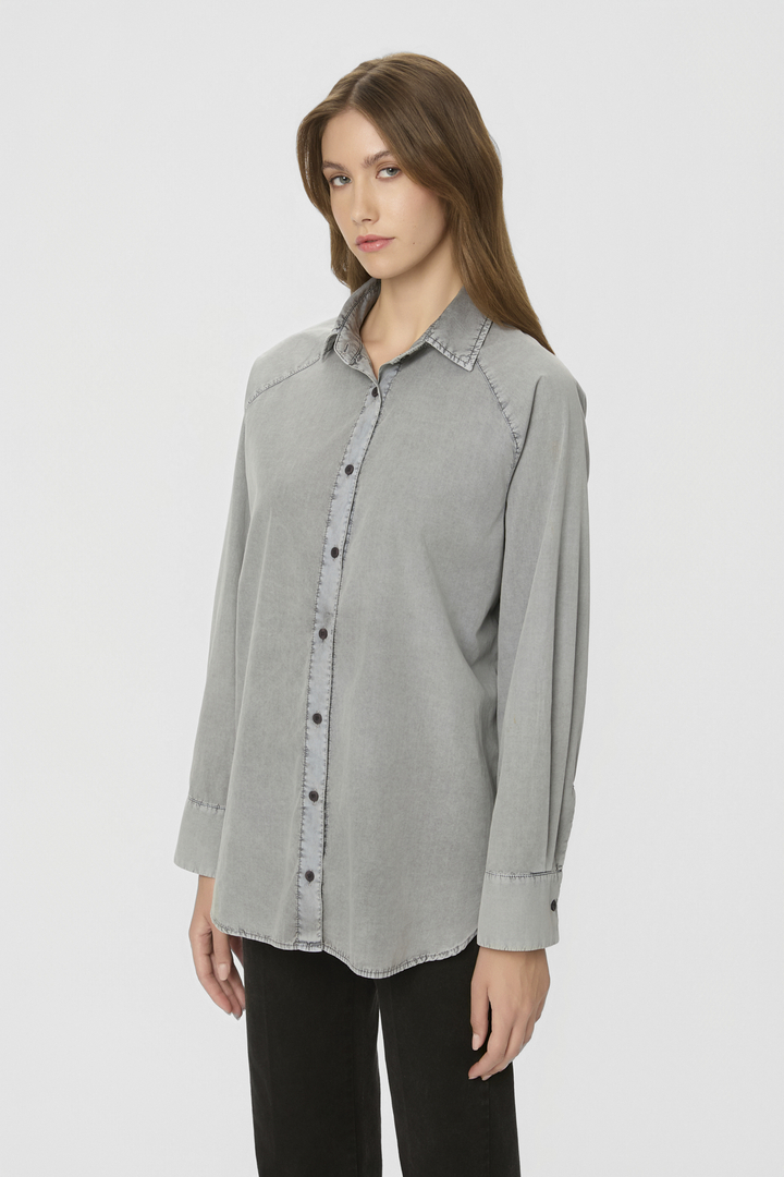 Poplin Raglan Shirt Vintage Grey