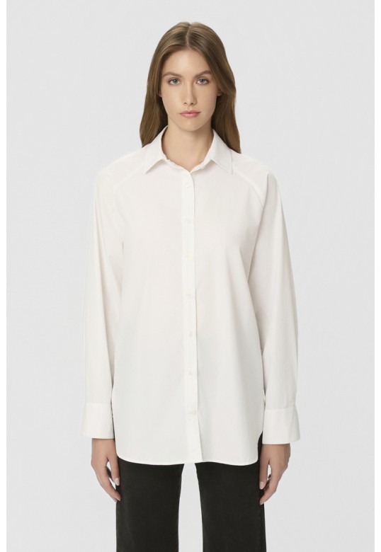 Poplin Raglan Shirt White