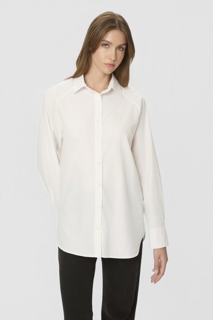 Poplin Raglan Shirt White
