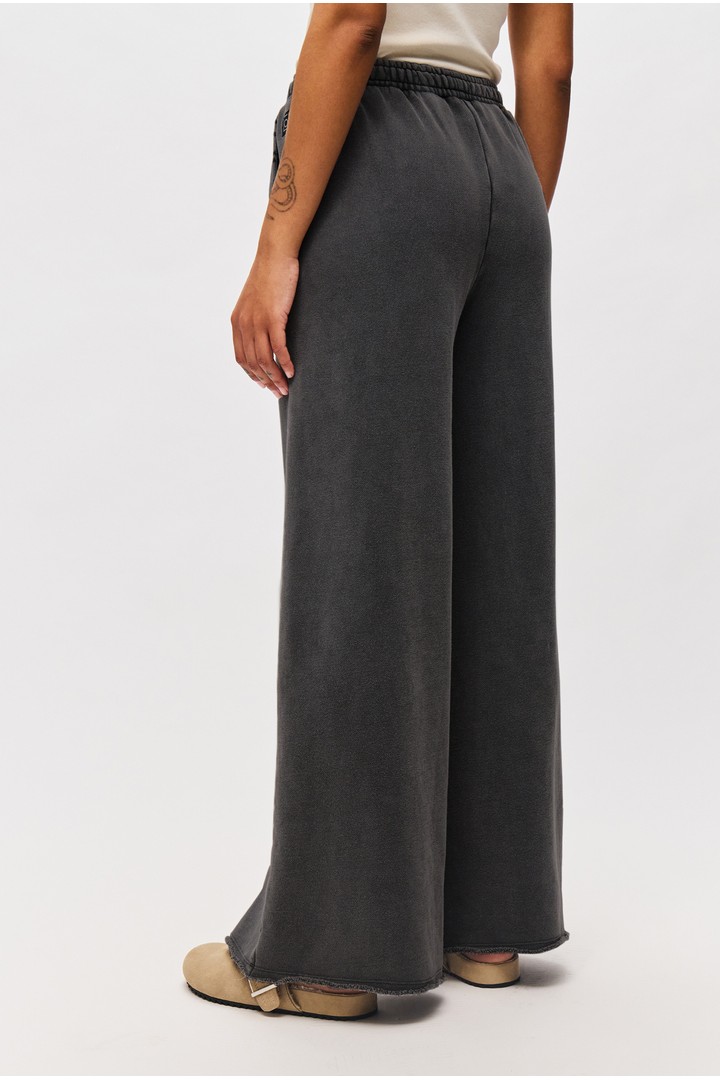 Wide-Leg Sweatpants with Raw Edges Vintage Black