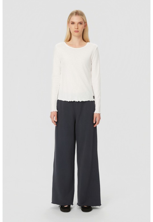 Wide-Leg Sweatpants with Raw Edges Vintage Blue