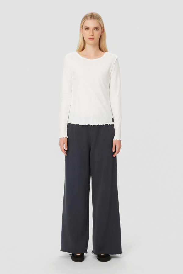 Wide-Leg Sweatpants with Raw Edges Vintage Blue