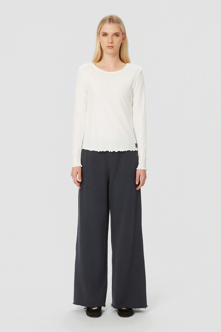 Wide-Leg Sweatpants with Raw Edges Vintage Blue