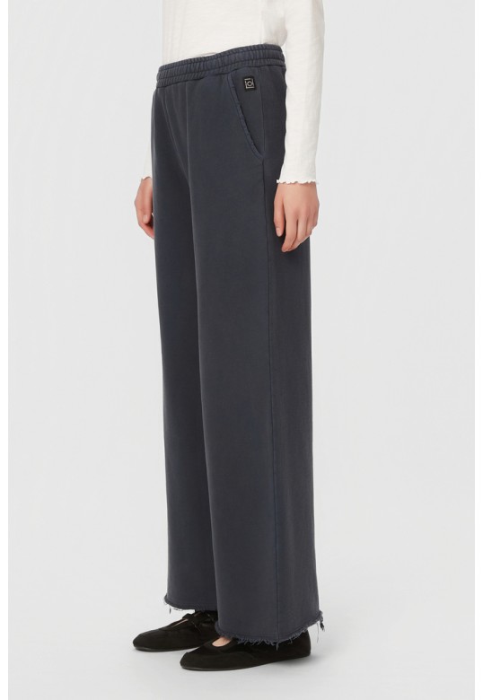 Wide-Leg Sweatpants with Raw Edges Vintage Blue