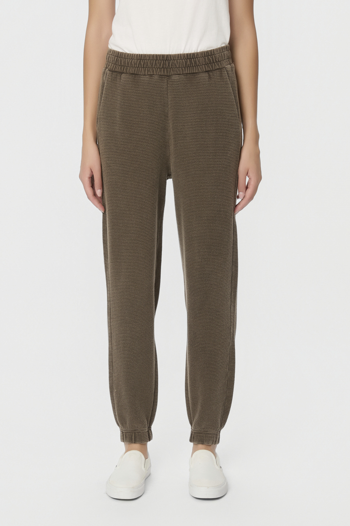 Waffle Cuffed Sweatpants Vintage Mocha